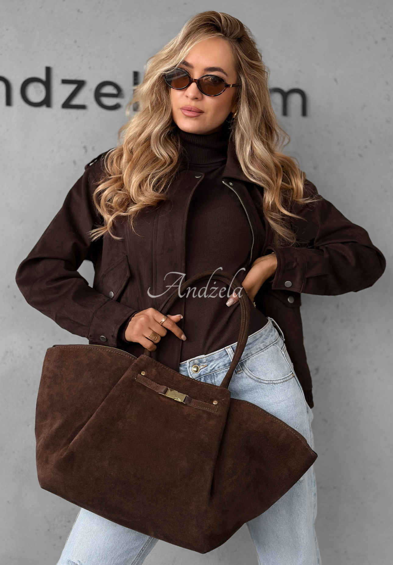 Almost Ready chocolate suede handbag
