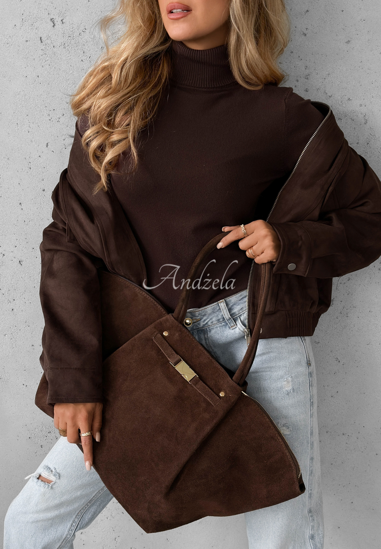 Zamszowa torebka Almost Ready czekoladowa