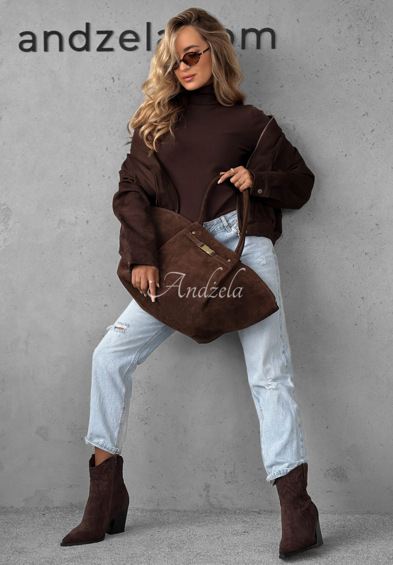 Zamszowa torebka Almost Ready czekoladowa