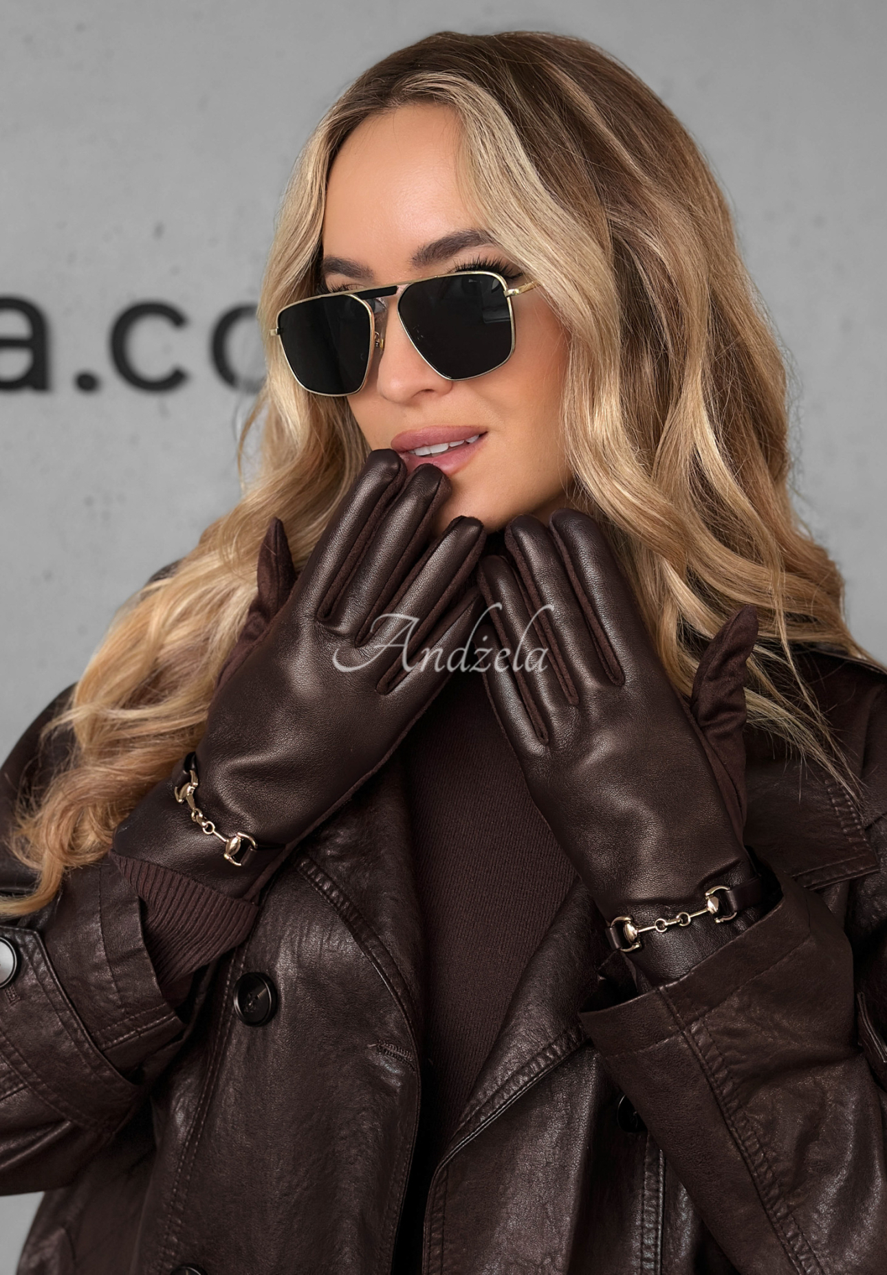 Festive Memories chocolate leather gloves.