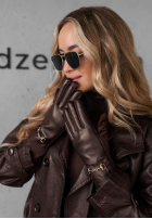 Skórzane rękawiczki Festive Memories burgundowe