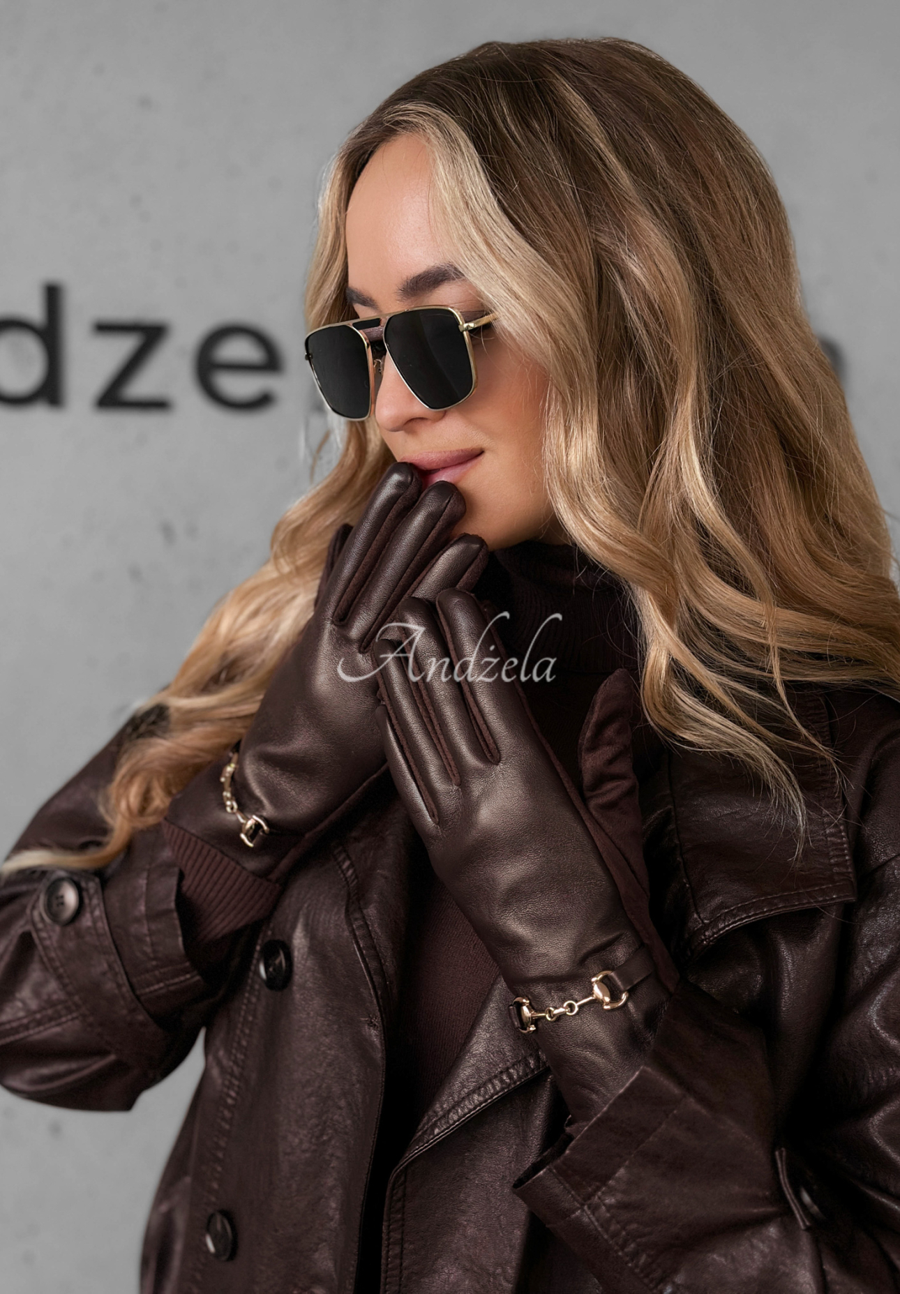 Festive Memories chocolate leather gloves.