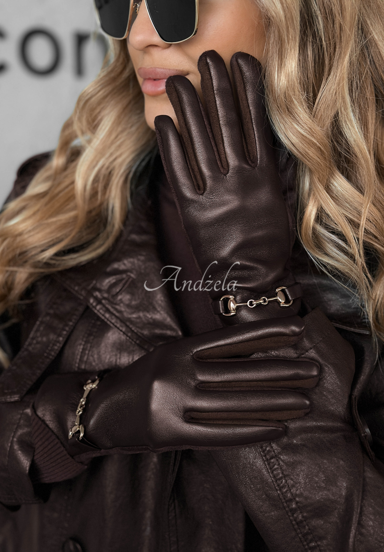 Festive Memories chocolate leather gloves.