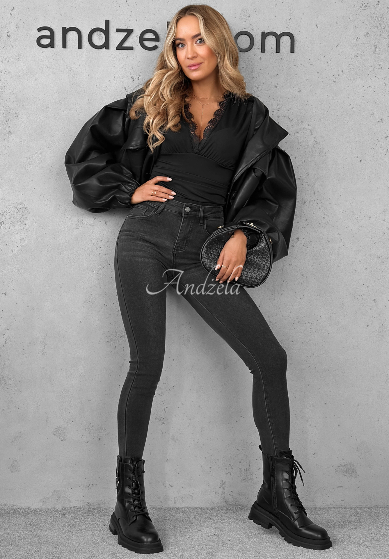 Spodnie jeansowe skinny Not Too Much ciemnoszare