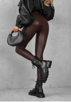 Skórzane legginsy Fits Me Perfectly czekoladowe