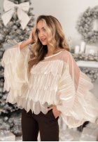 Viscose blouse with frills Dating You ecru