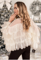 Wiskozowa bluzka z falbankami Dating You ecru