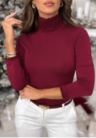 Bluzka longsleeve z golfem Your Own Luck burgundowa