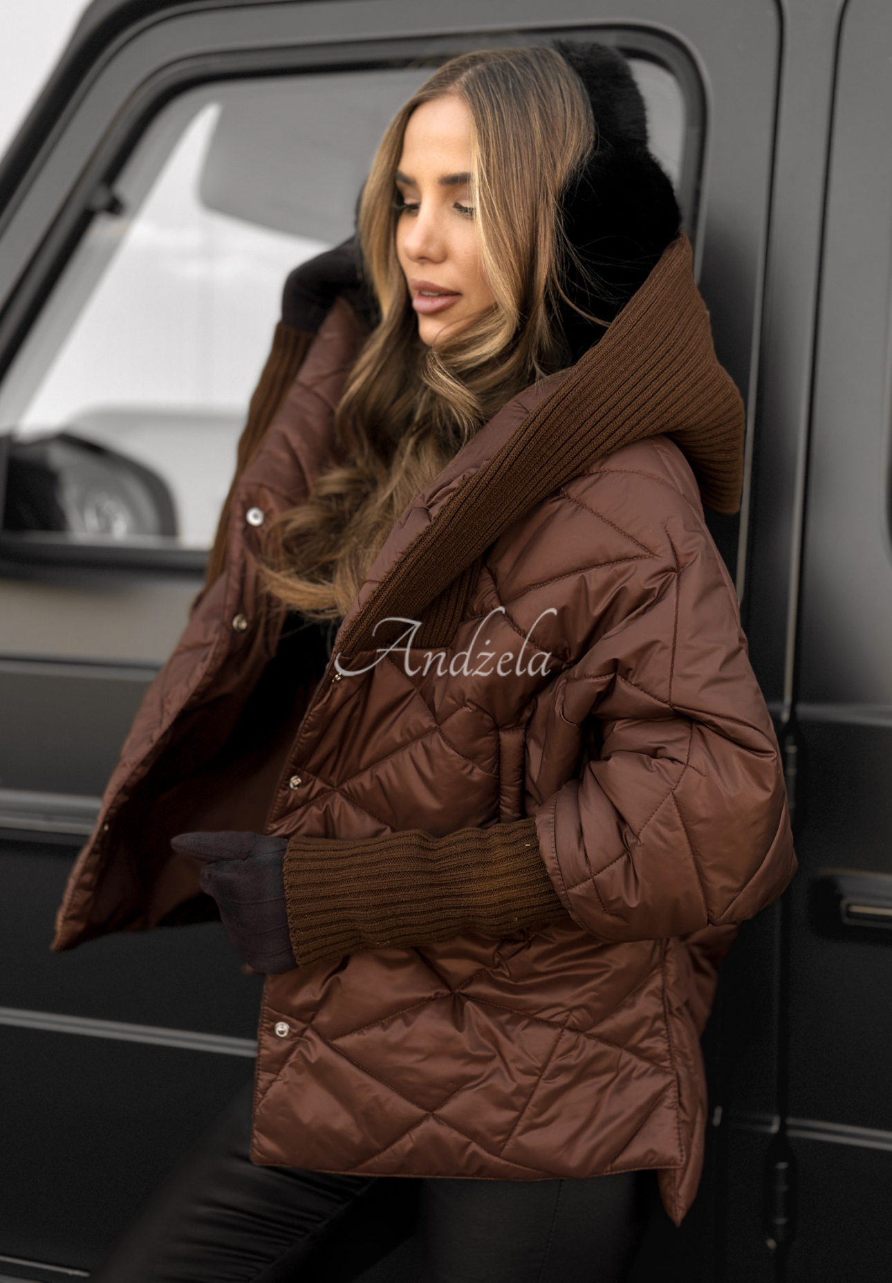 Sancha chocolate oversize hooded jacket