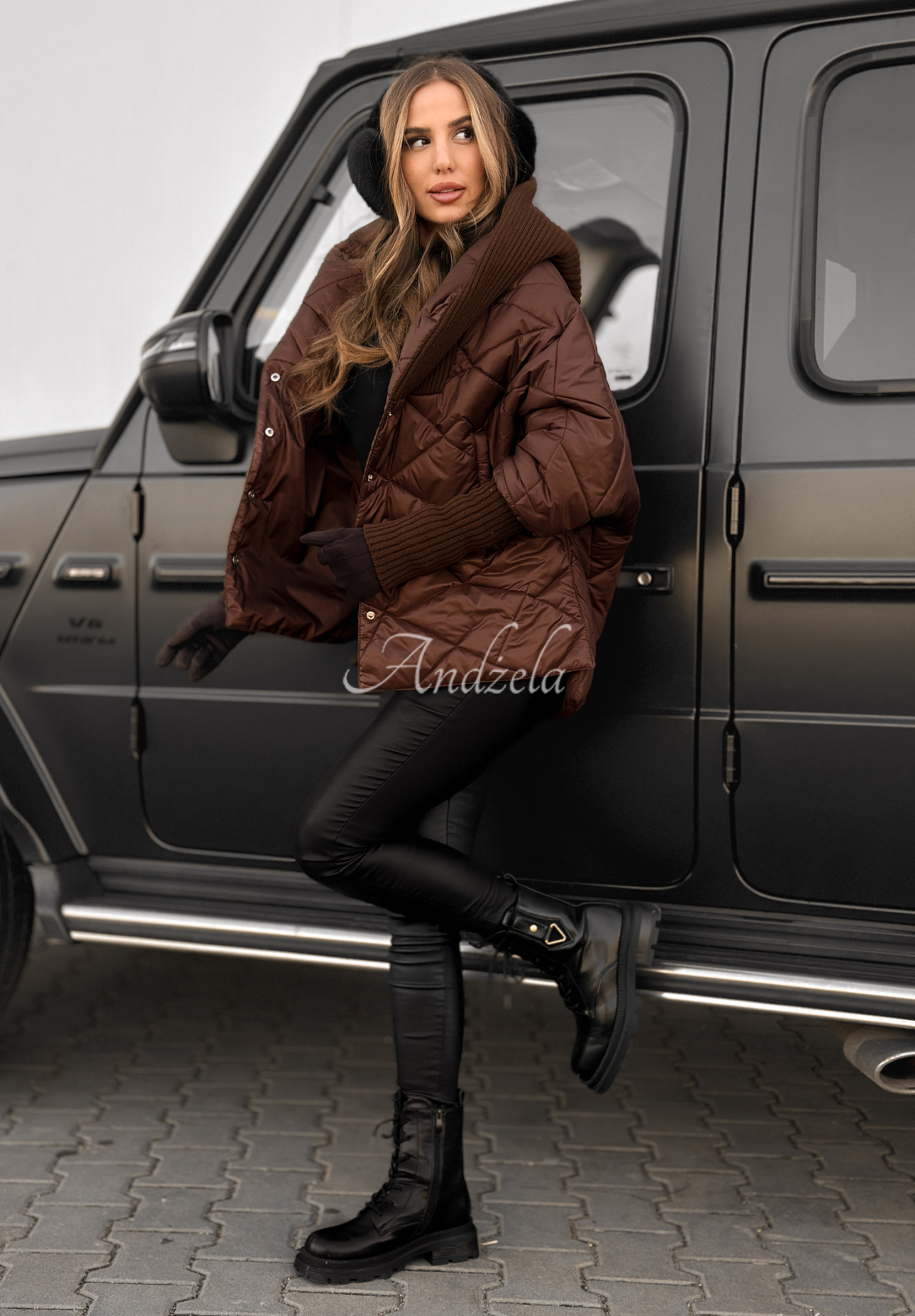 Sancha chocolate oversize hooded jacket