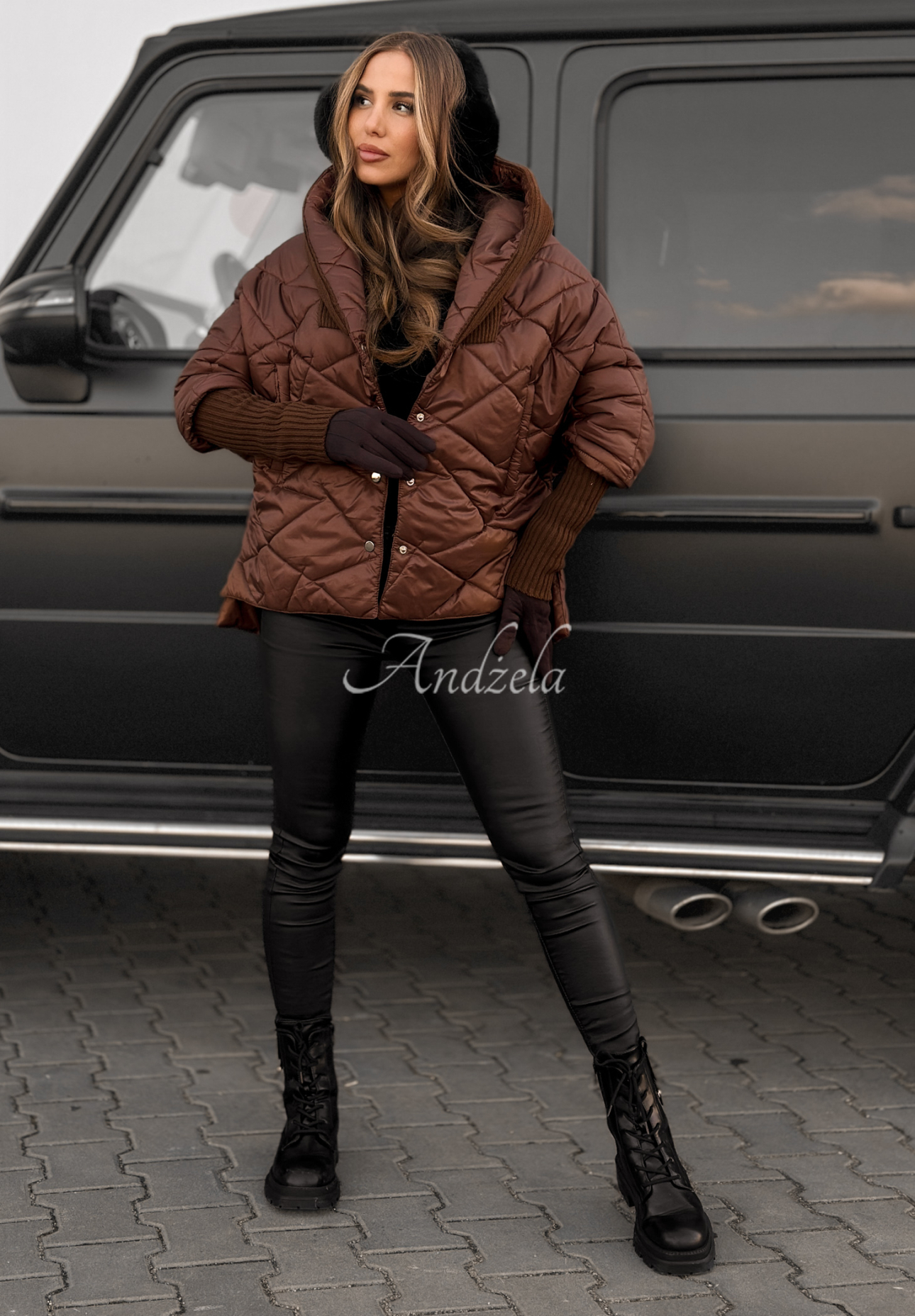 Sancha chocolate oversize hooded jacket