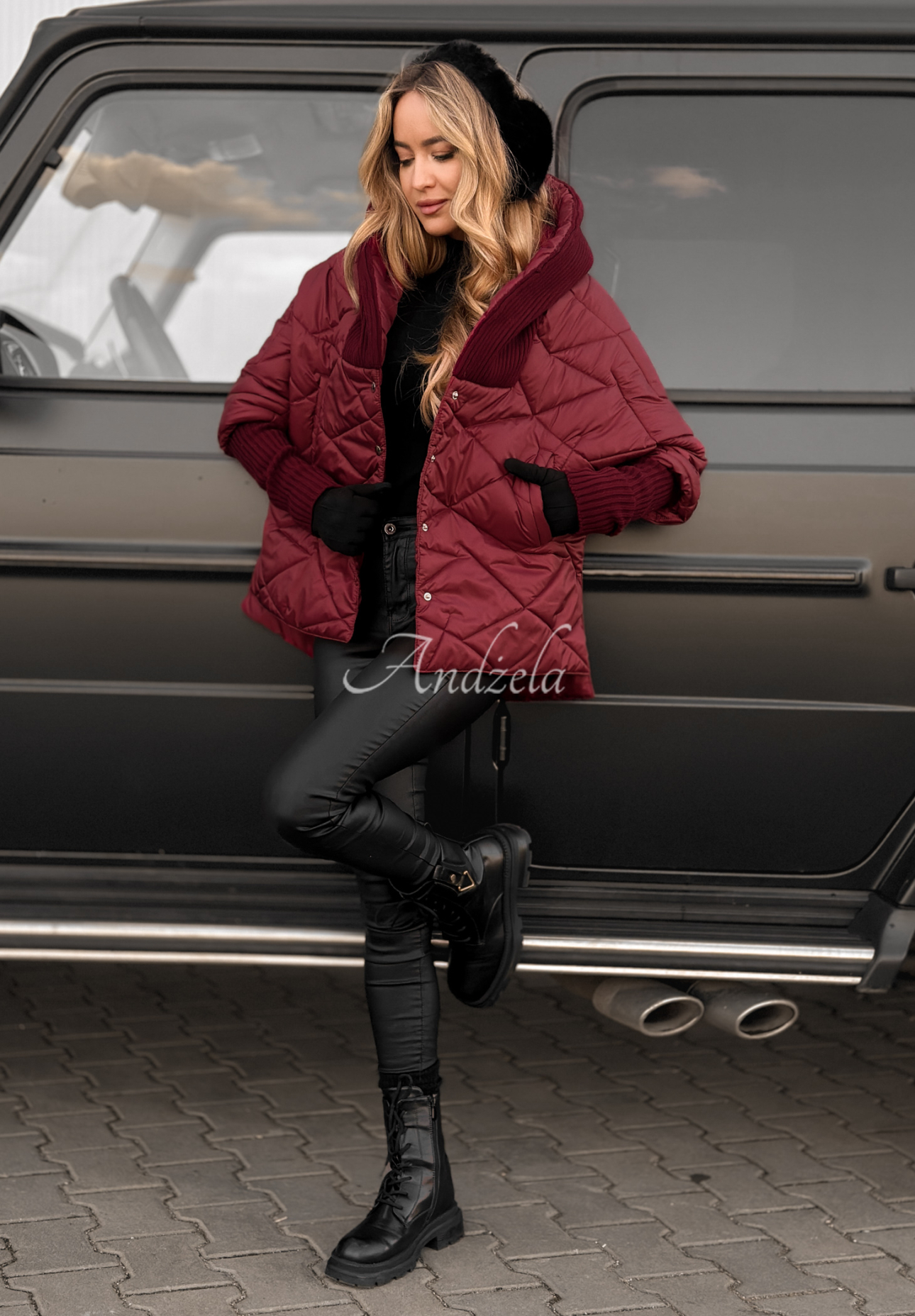 Sancha burgundy oversize hooded jacket