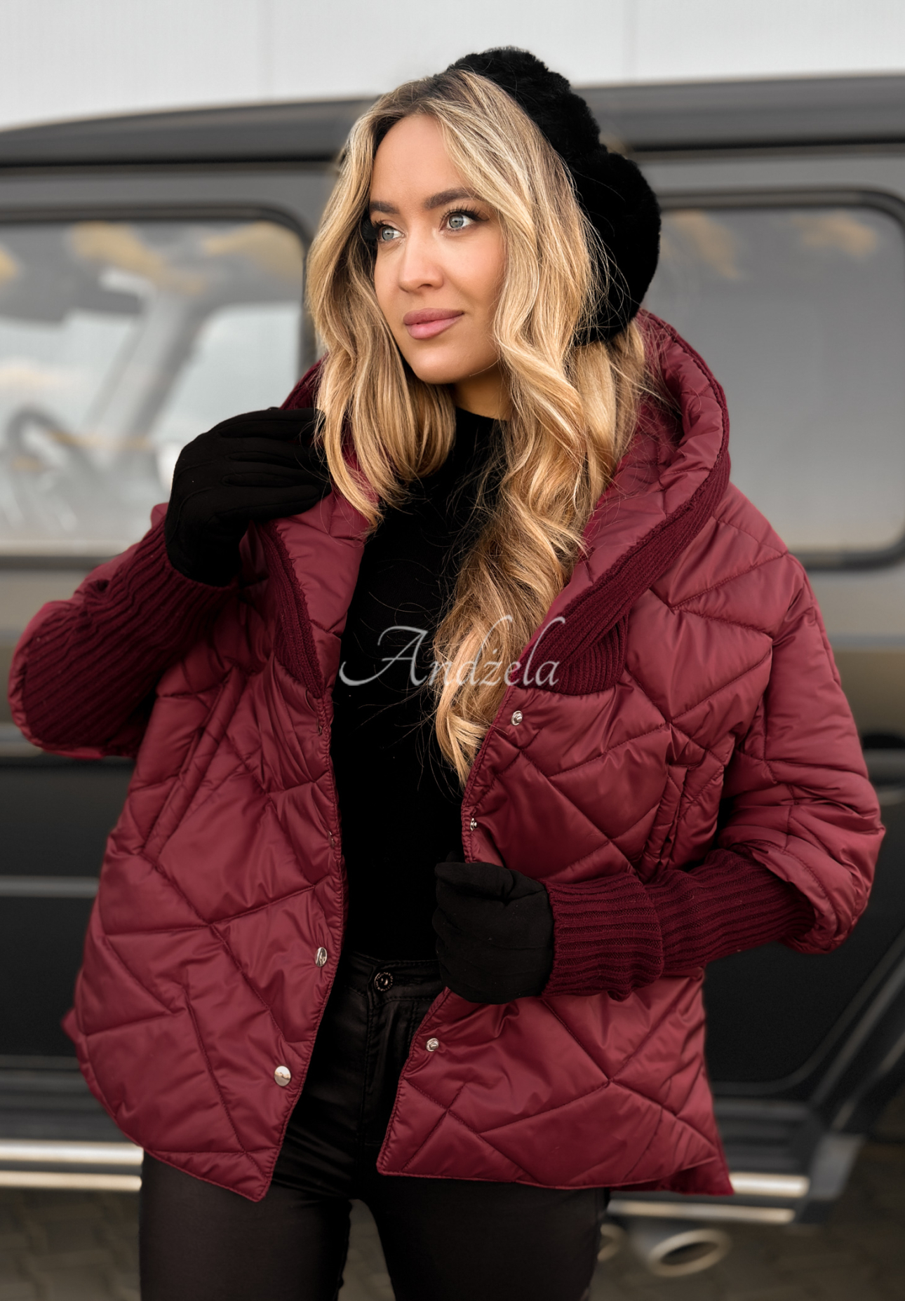 Sancha burgundy oversize hooded jacket