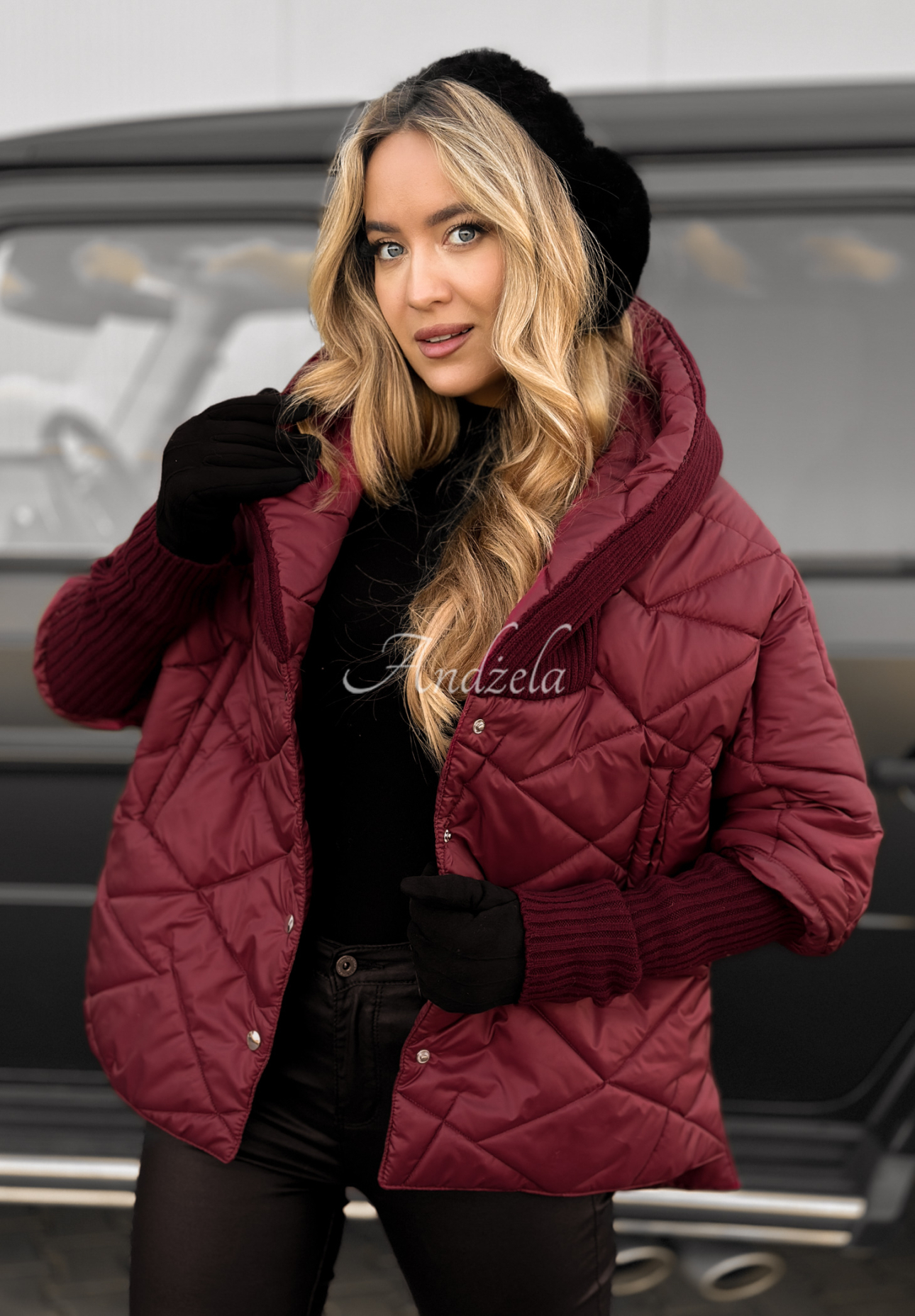 Sancha burgundy oversize hooded jacket