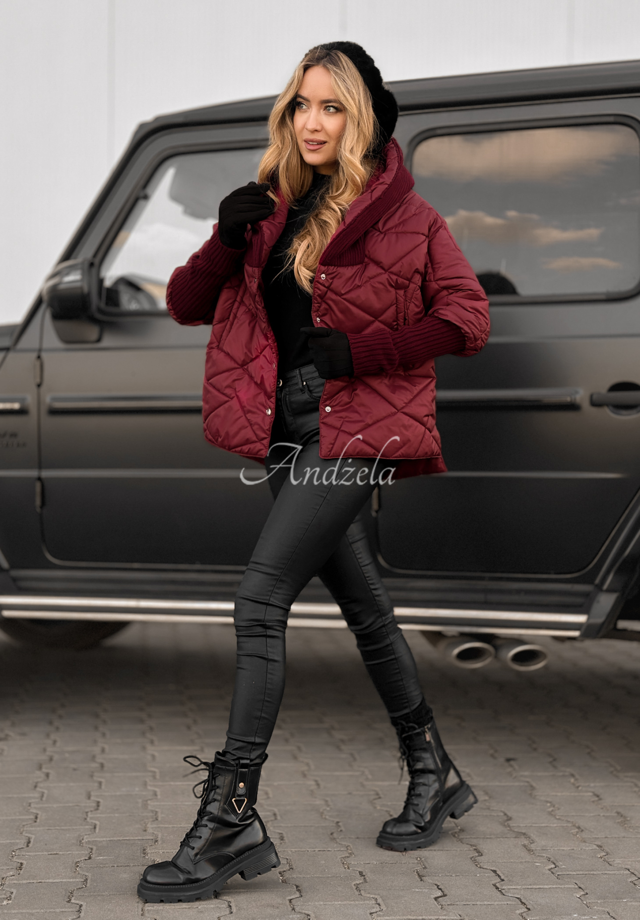 Sancha burgundy oversize hooded jacket