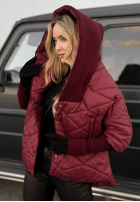 Kurtka oversize z kapturem Sancha burgundowa