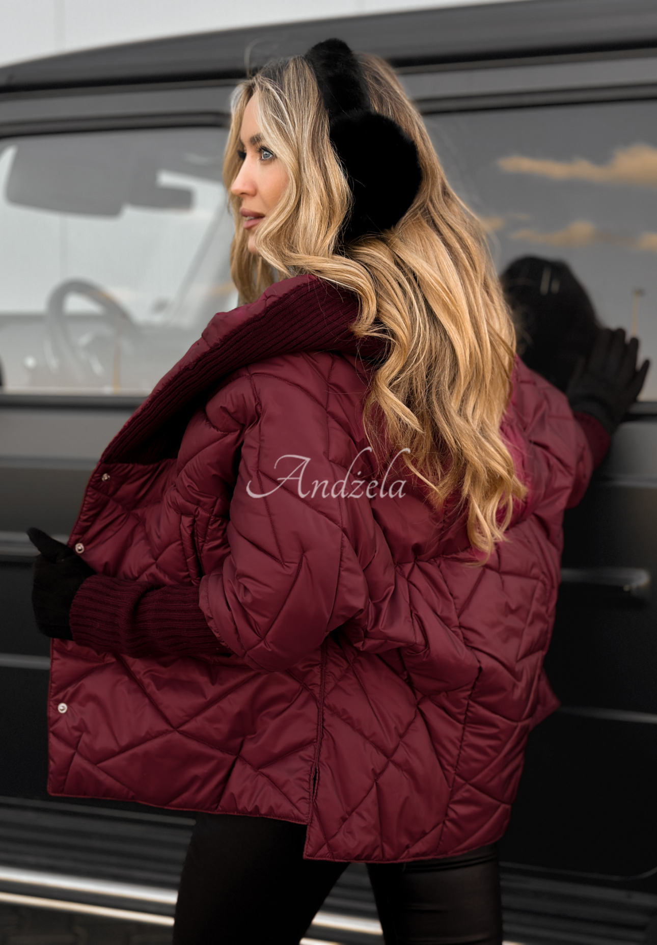 Sancha burgundy oversize hooded jacket