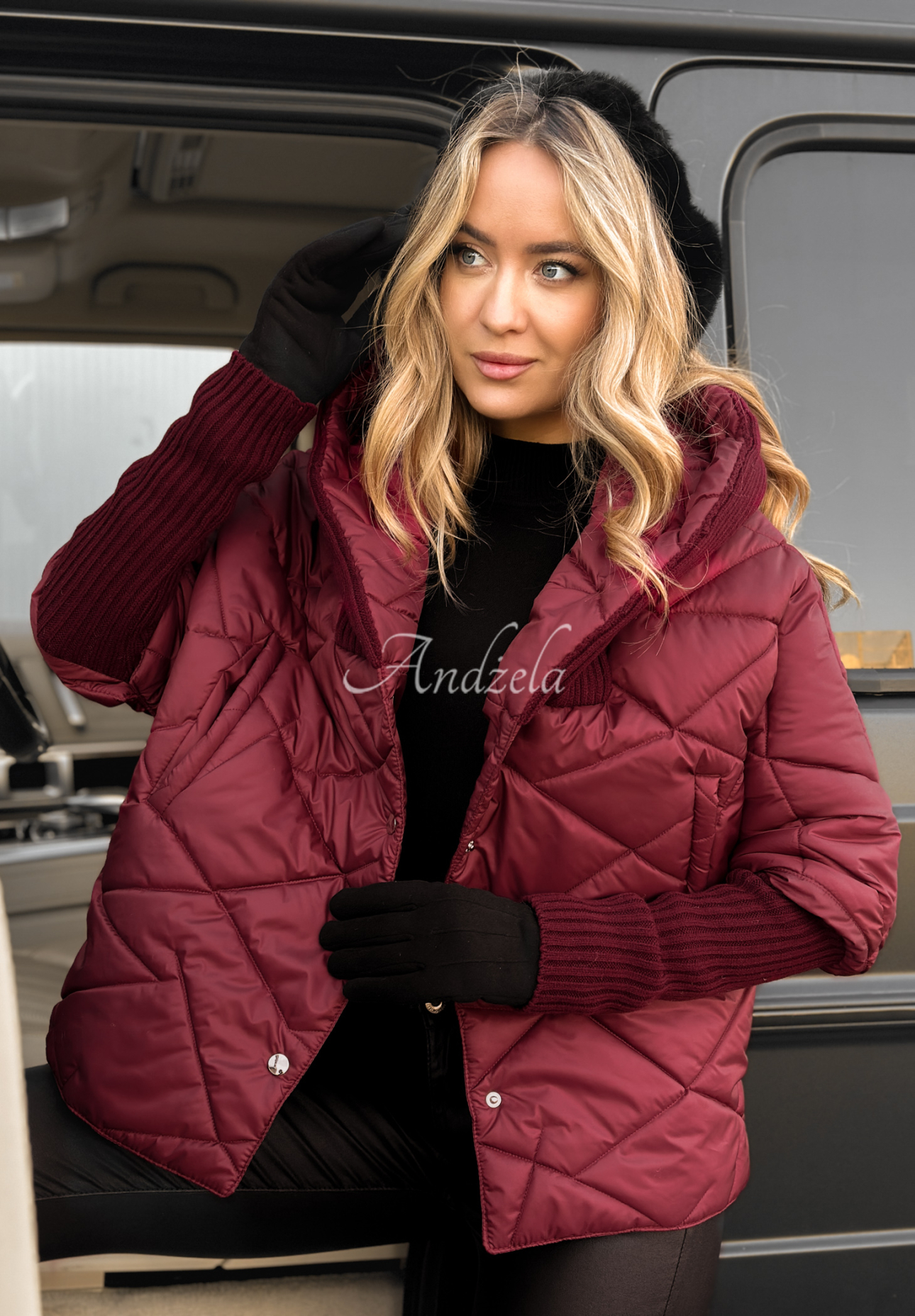 Sancha burgundy oversize hooded jacket