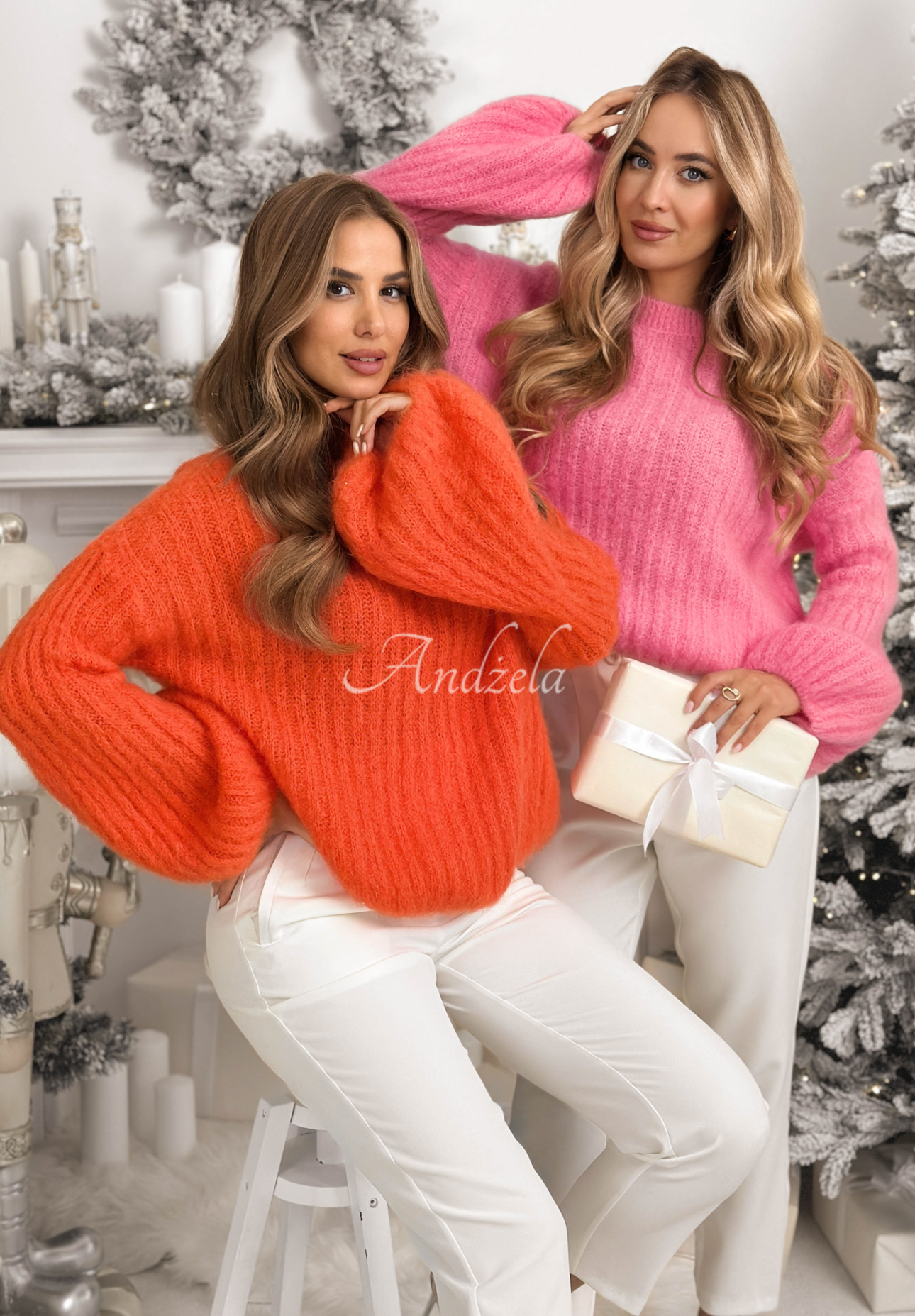 Moherowy sweter z szerokimi rękawami Better Than That pomarańczowy