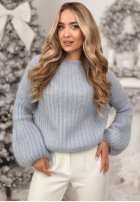 Moherowy sweter z szerokimi rękawami Better Than That błękitny