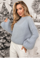 Moherowy sweter z szerokimi rękawami Better Than That błękitny