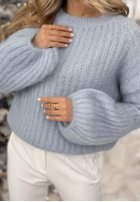Moherowy sweter z szerokimi rękawami Better Than That błękitny