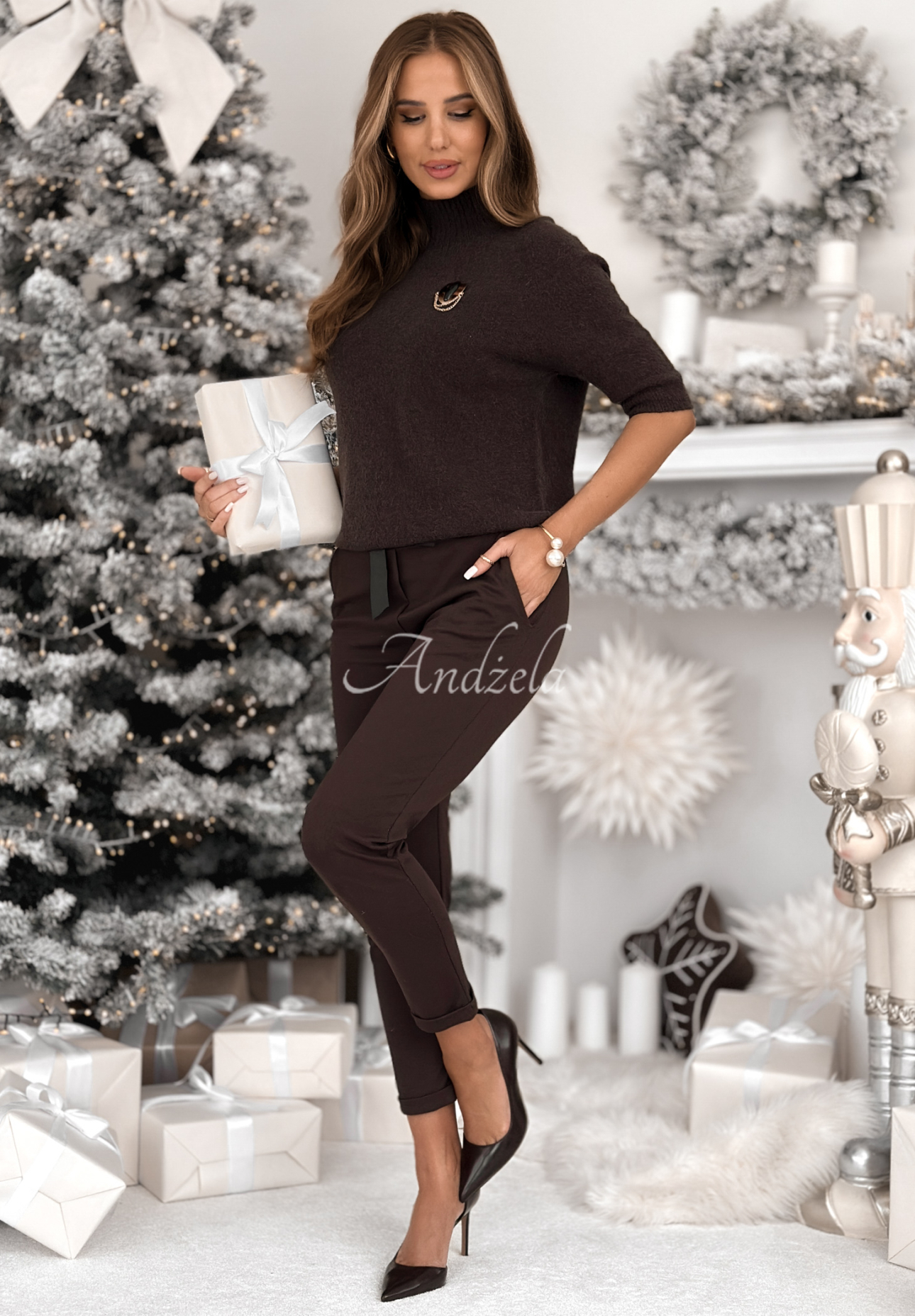 Short sleeve sweater with alpaca and viscose Dream Bigger chocolate