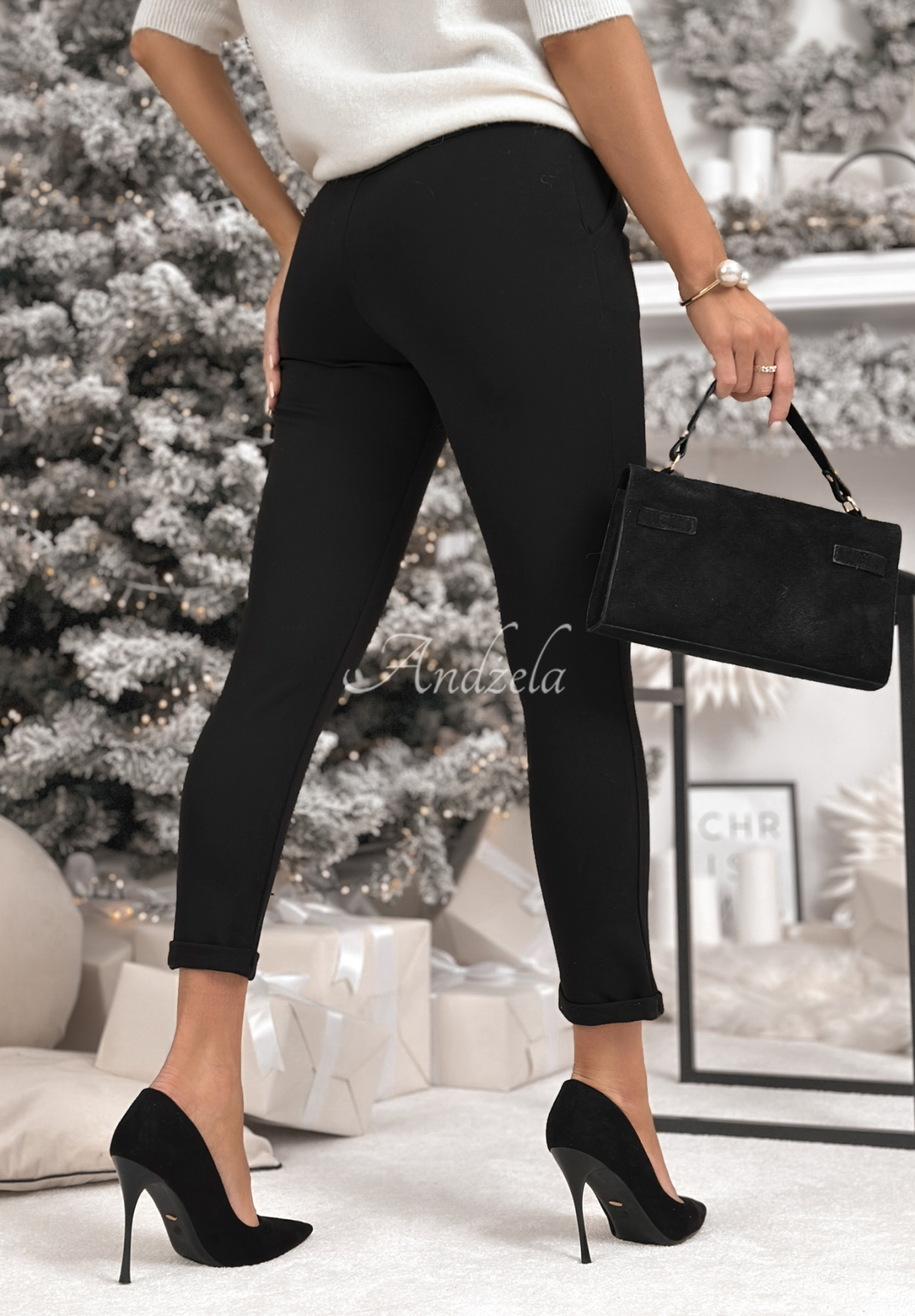 Viscose pants with belt Alone We Can black