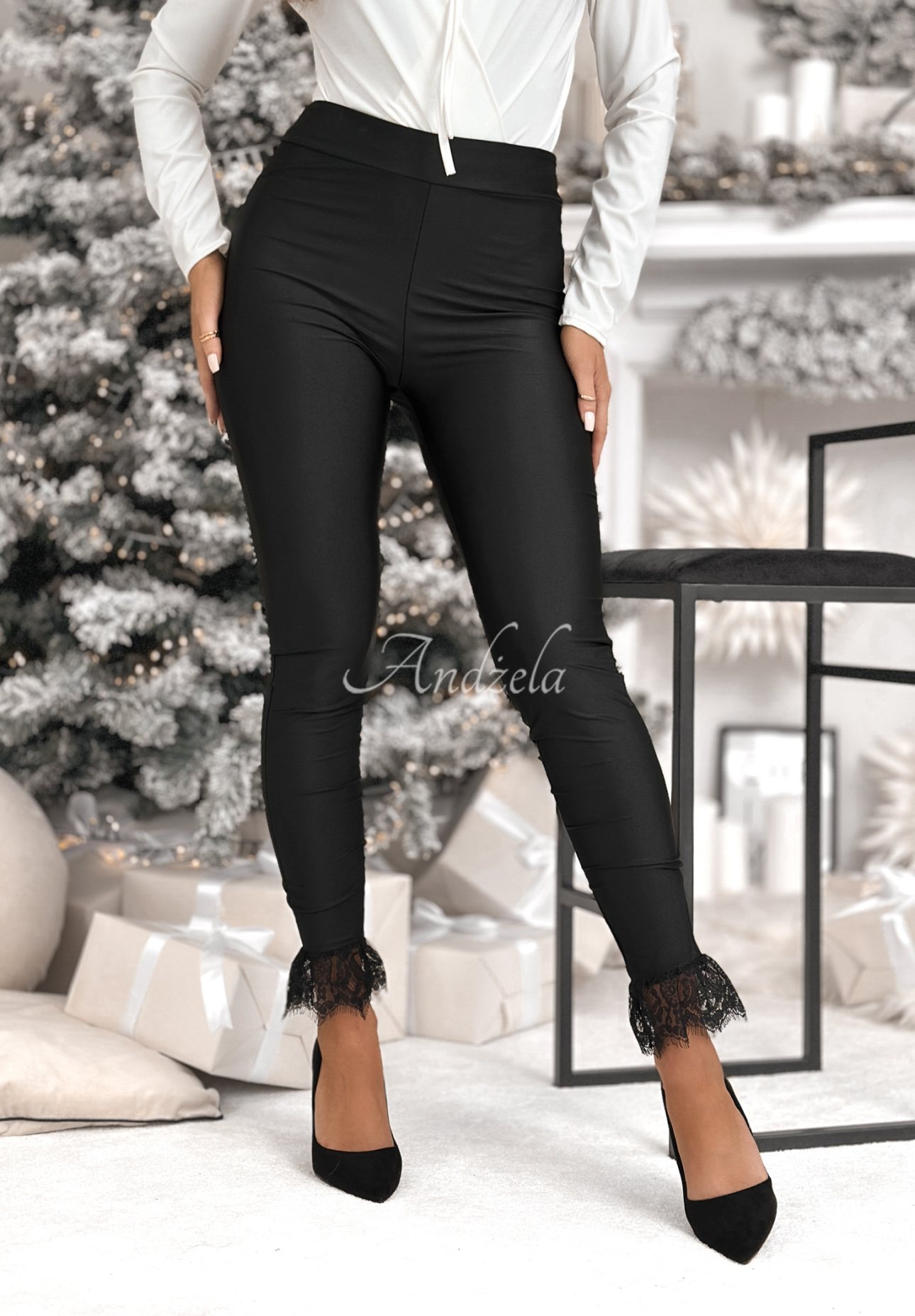 Leggings with lace Value Of Life black