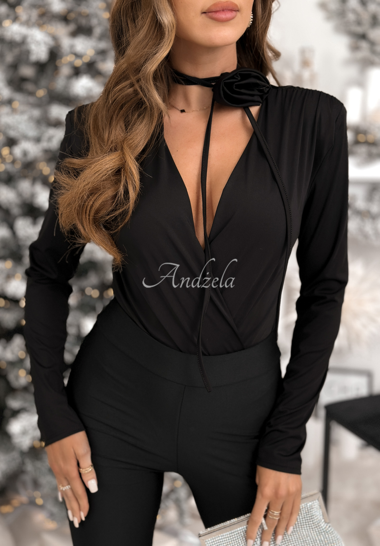 Body with choker with rose Symphony Of Style black