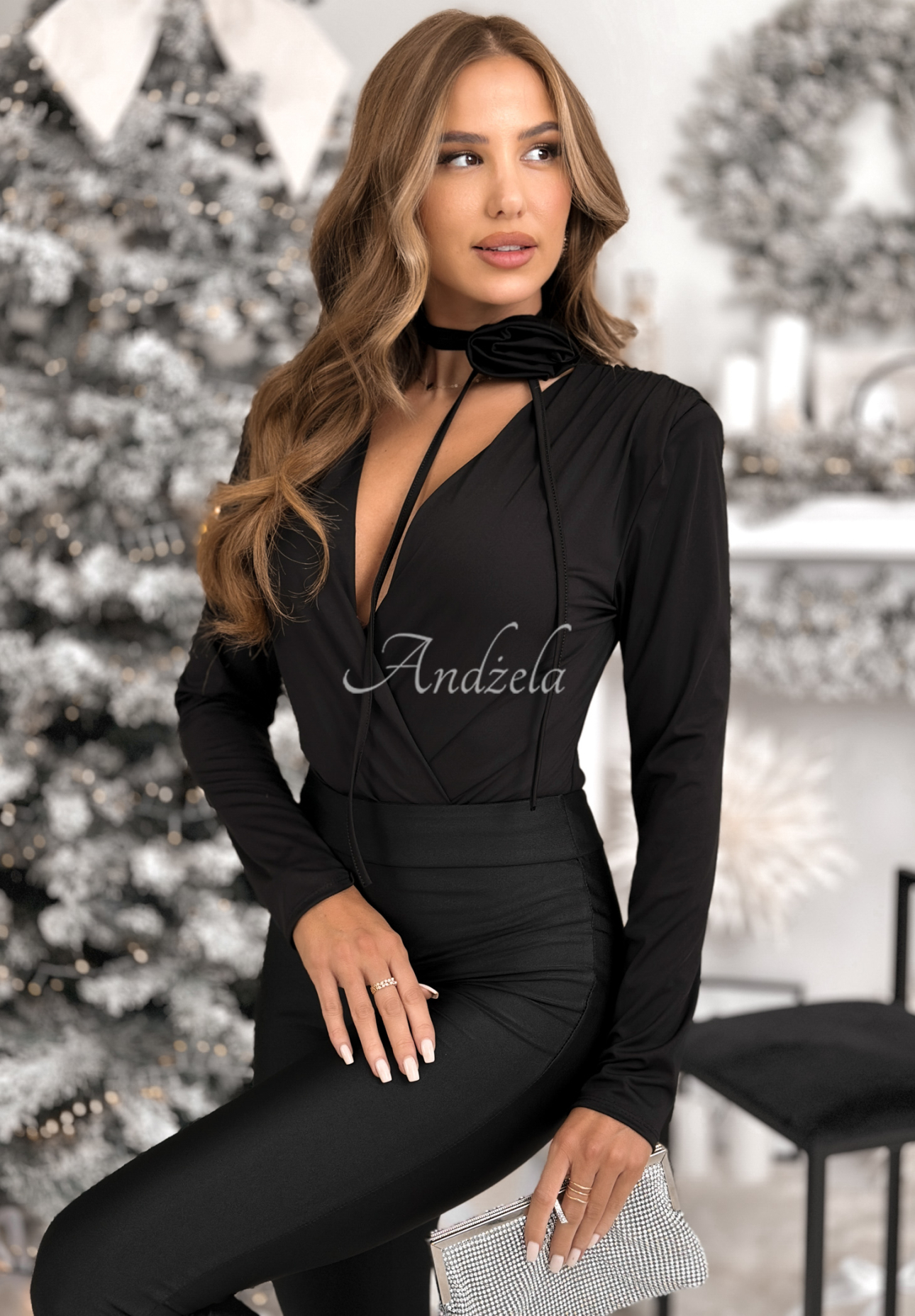 Body with choker with rose Symphony Of Style black