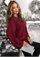 Bluzka z kokardą i kryształkami The Stars Twinkle burgundowa