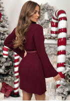 Sweterkowa sukienka Warm And Cozy burgundowa