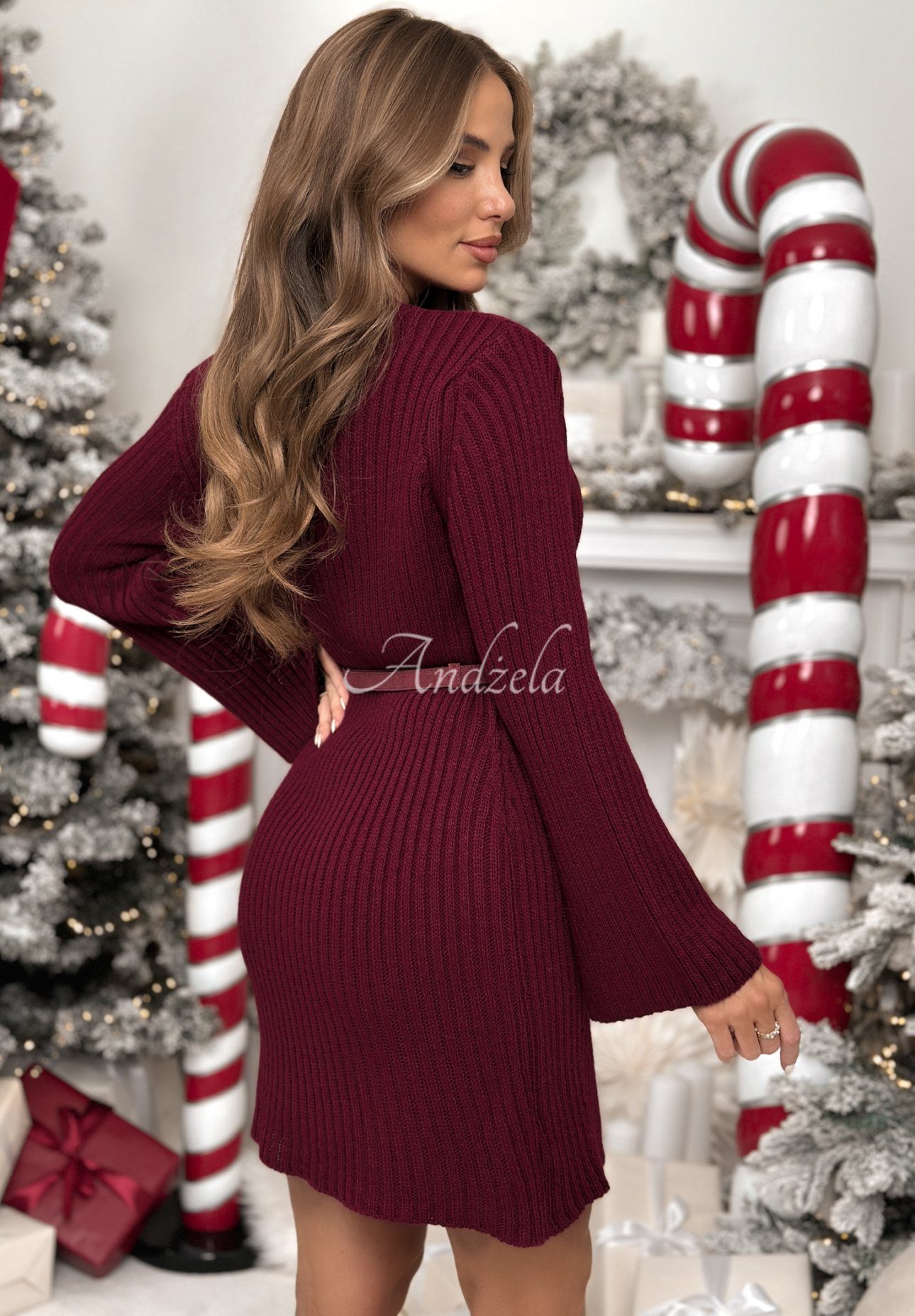Warm And Cozy burgundy sweater dress