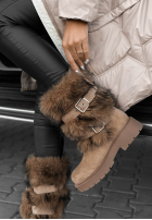 Zamszowe botki z futerkiem North Pole Escape beżowe