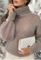 Sweter z golfem Fireplace Stories beżowy