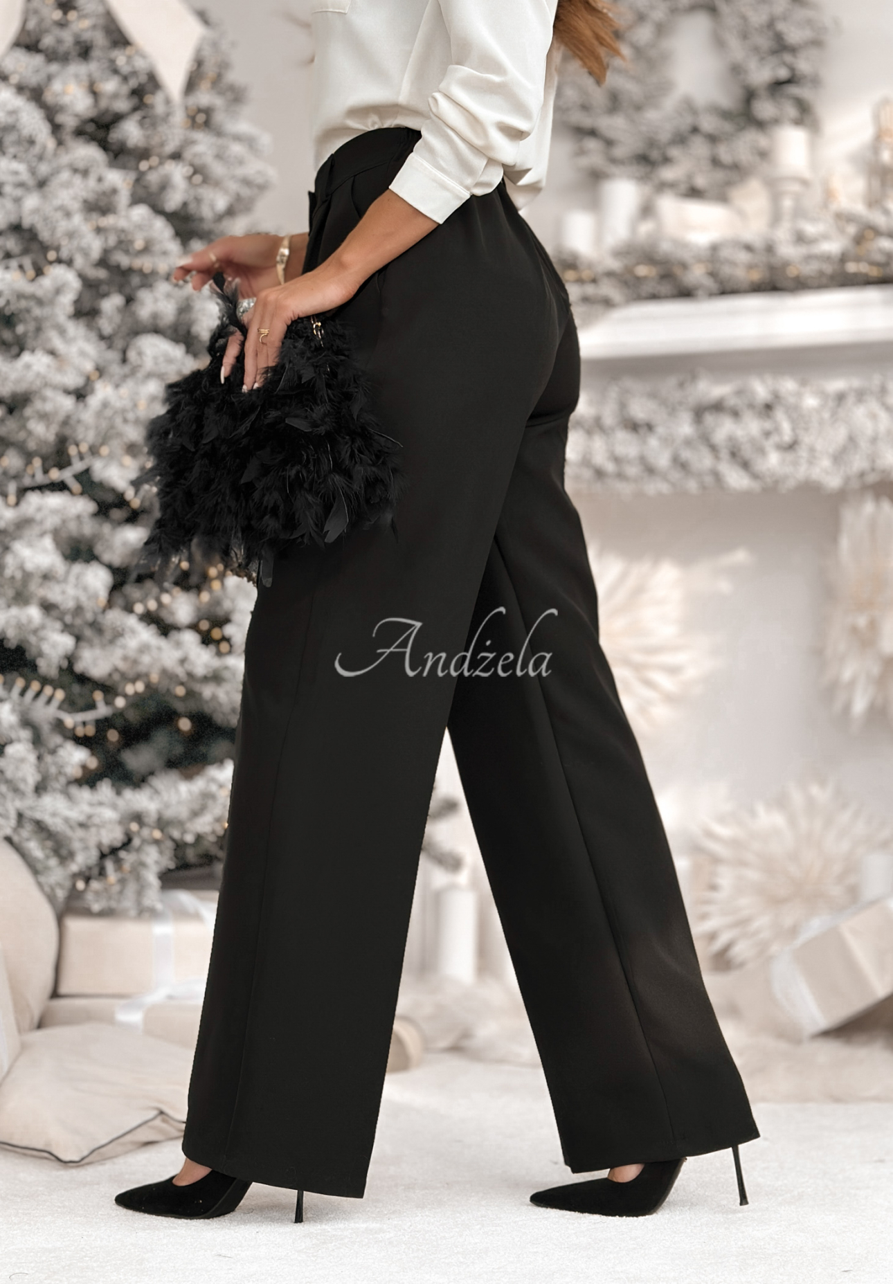 Eleganckie spodnie wide leg A Minute Ago czarne