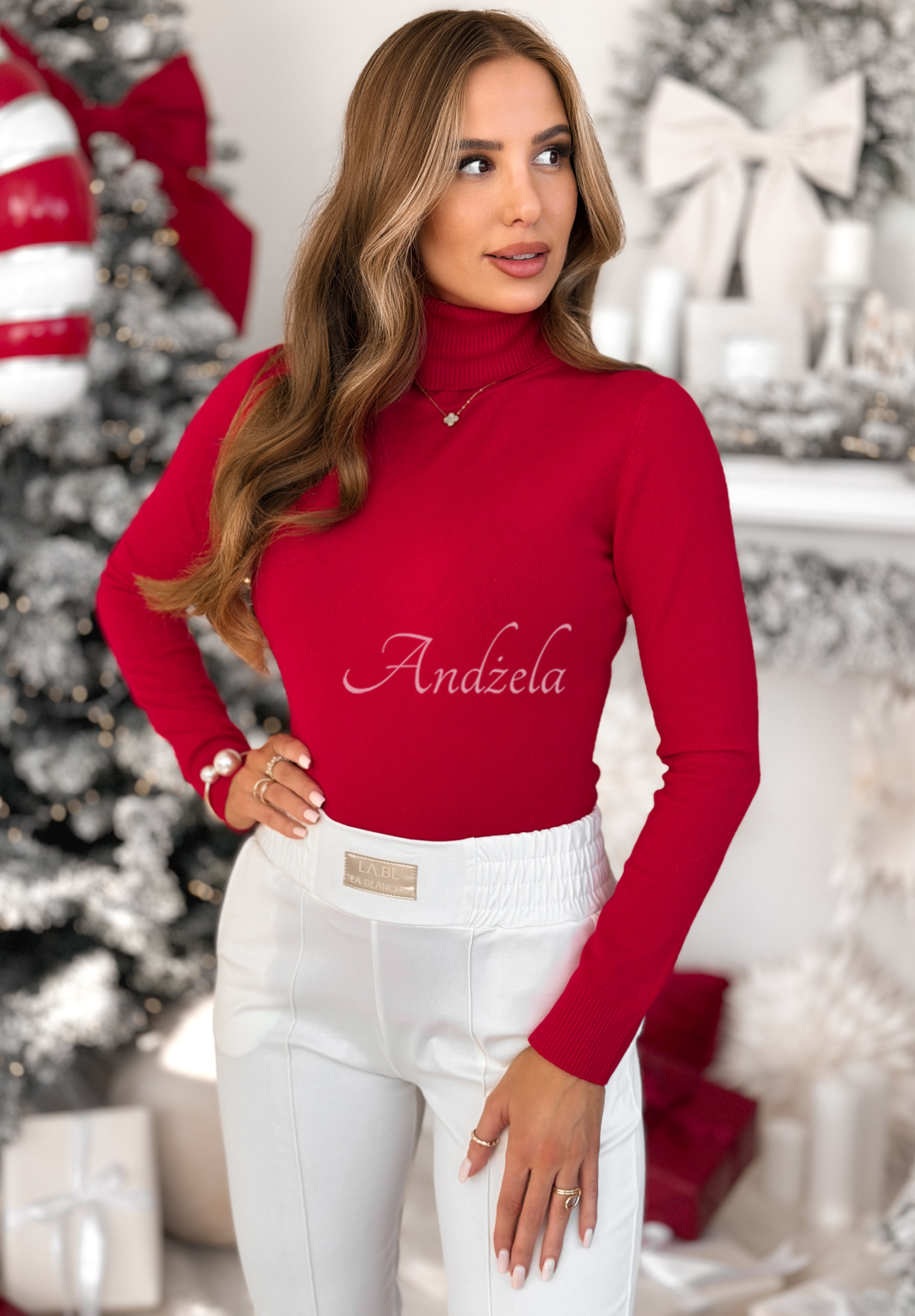 Fitted turtleneck sweater Solange red