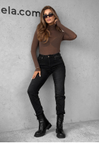 Lekki sweter z golfem z kaszmirem Be The One czekoladowy