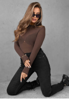 Lekki sweter z golfem z kaszmirem Be The One czekoladowy