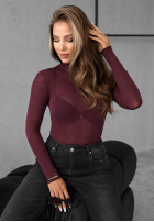 Lekki sweter z golfem z kaszmirem Be The One burgundowy