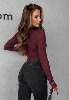 Lekki sweter z golfem z kaszmirem Be The One burgundowy