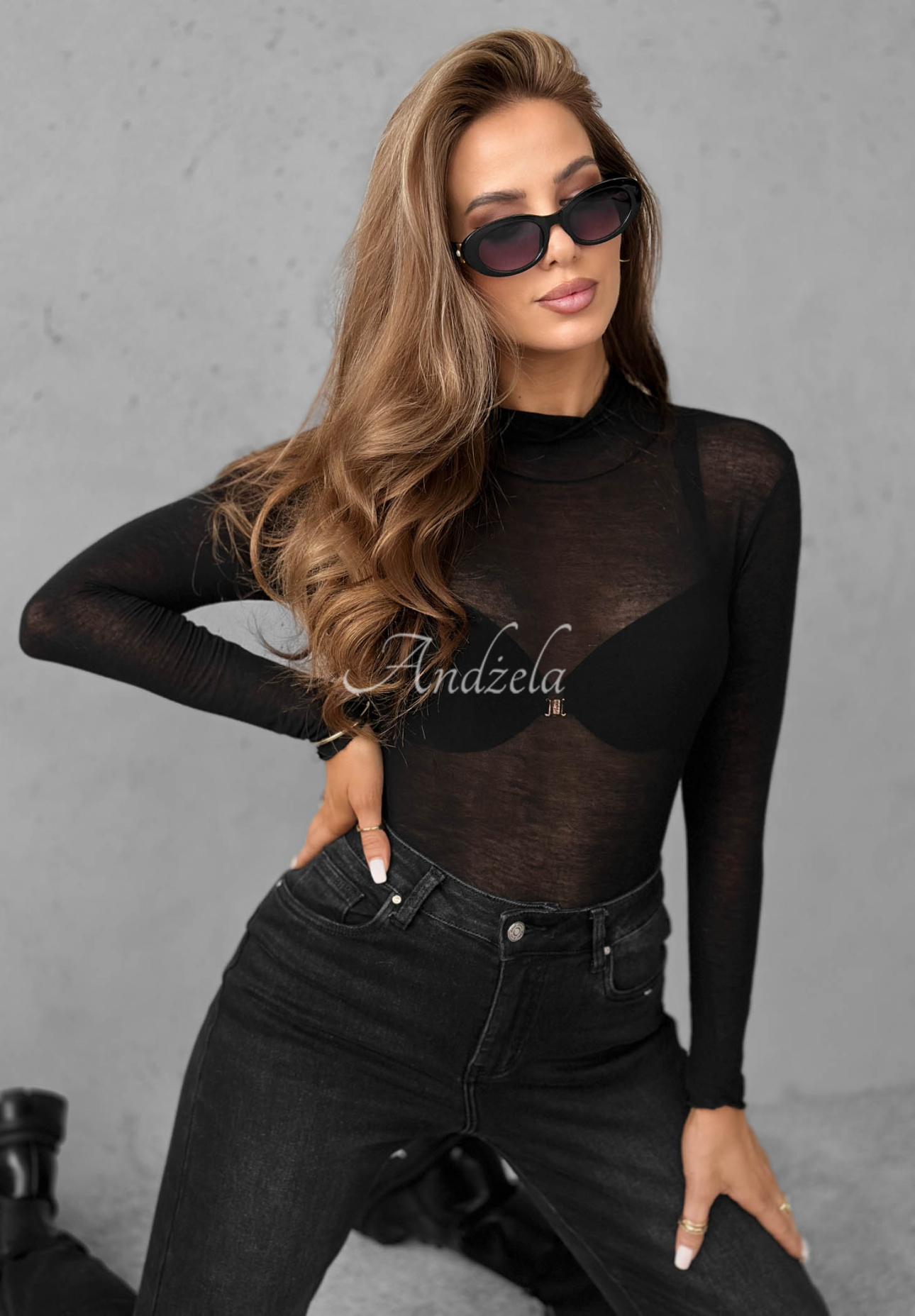 Mist blouse with turtleneck and cashmere Be The One black