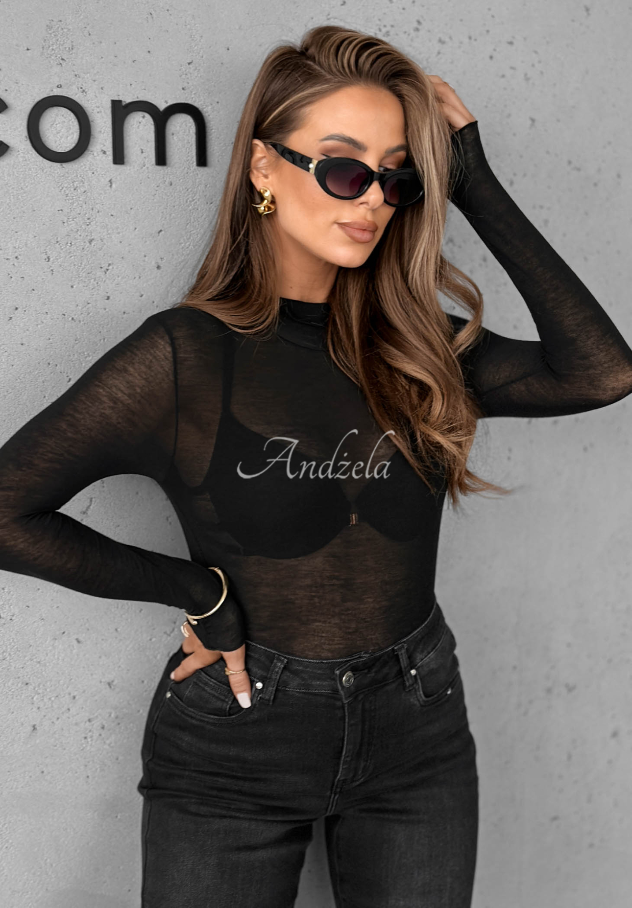 Mist blouse with turtleneck and cashmere Be The One black