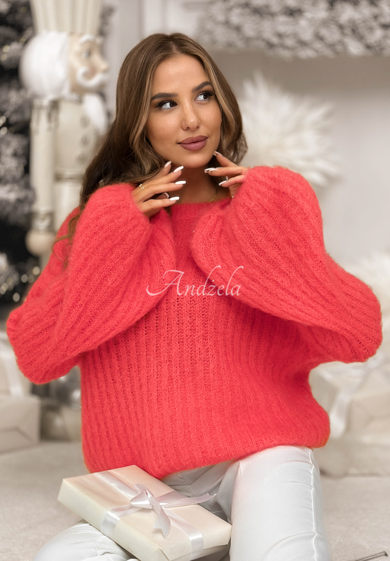Mohair sweater with wide sleeves Better Than That coral