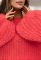 Moherowy sweter z szerokimi rękawami Better Than koralowy