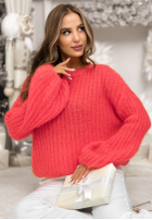 Moherowy sweter z szerokimi rękawami Better Than koralowy