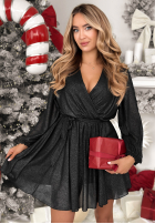 Błyszcząca sukienka mini z paskiem Never Texted Back czarna