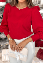 Elegancka bluzka z bufkami Miss Me czerwona