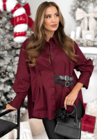 Długa koszula tunika z paskami Can Only Be burgundowa